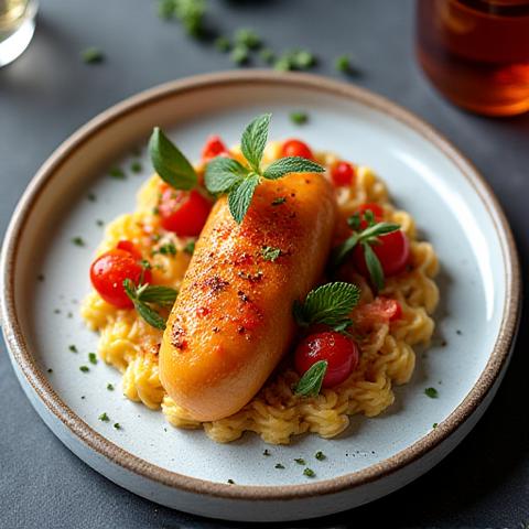 Photographie culinaire d'un plat gastronomique