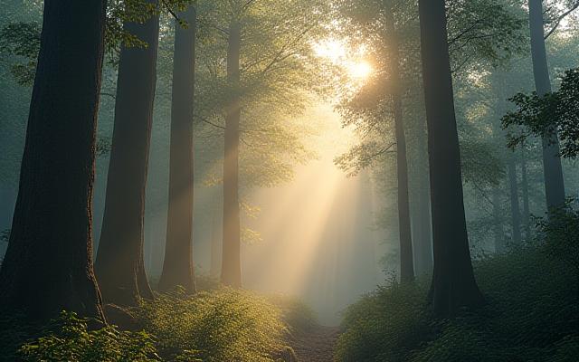Forêt brumeuse et majestueuse